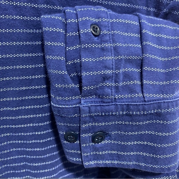 A-frame Mens Shirt L Blue Stripe Button Up Casual Soft 🌟 - Picture 5 of 6